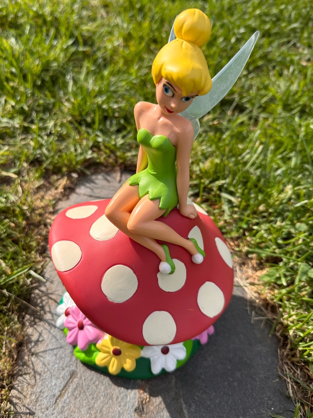 Vintage Tinkerbell Toadstool 9” High Money Bank
